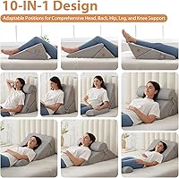 Vista 2 de 3PCS Wedge Pillow Set, Adjustable Wedge Pillow Headboard, Bed Wedge Pillows for Back Pain Relief, Sleeping, Post Surgery, Back Support Pillow for