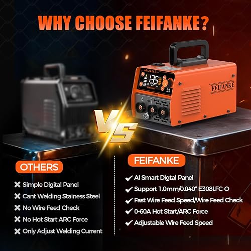 FEIFANKE MIG135 Poste A Souder Fil Fourré 135A 230V Poste à Souder IGBT Synergique 3 en 1 Poste A Souder MIG ARC TIG Alimentation Rapide Du Fil Compatible avec Fourré E308LFC-O - 4