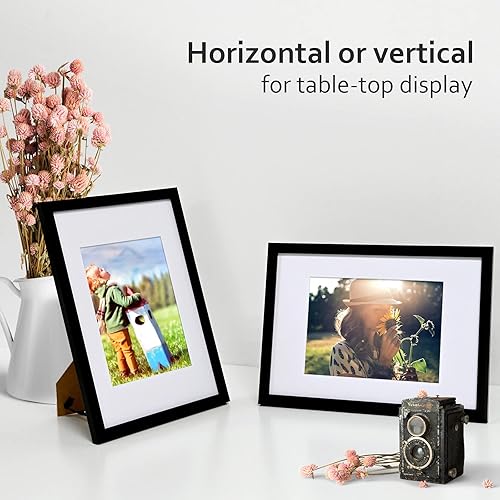 Vista 40 de KINLINK Juego de 2 portarretratos de 6 x 8 pulgadas, marco de fotos de madera mate de 4 x 6 pulgadas con plexiglás para 4 x 6 con paspartú o 6 x 8