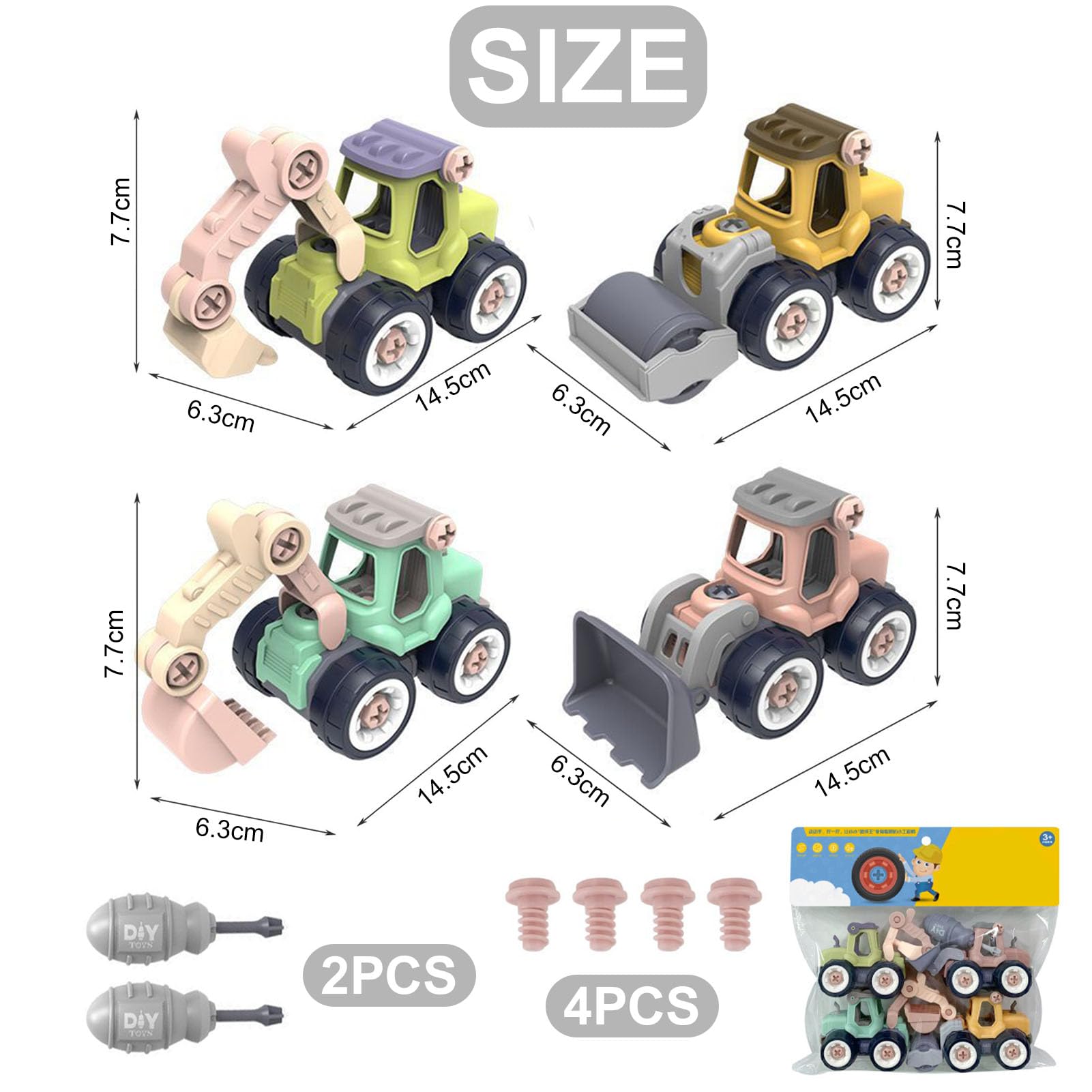 Baufahrzeuge Spielzeug Set - 4 Sandspielzeug Fahrzeuge Für Kinder