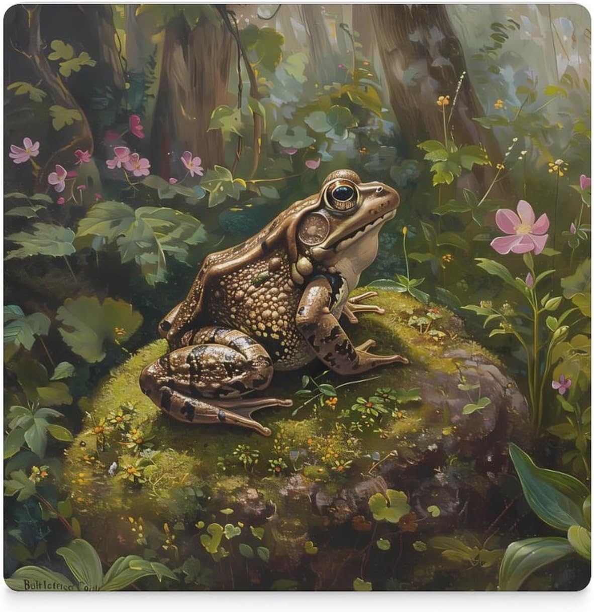 Frog Animal Wildlife Coaster for Drinks Square Ceramic Table Coasters Stone Mat Crafts 4PCS Home Kitchen Decor