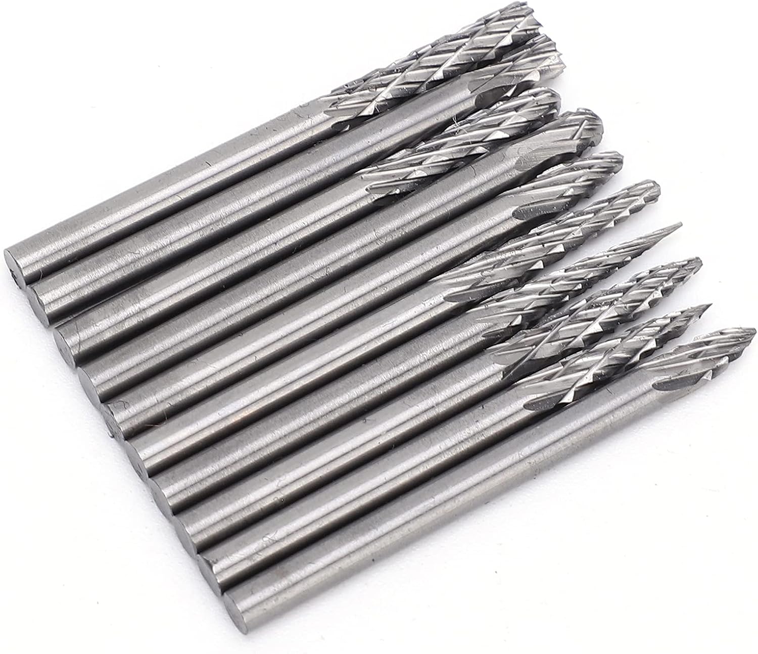 10Pcs Tungsten Steel Grinding Head, Double Groove Milling Drill Bit Cutter, Rotary File 3x3mm for Woodworking, Cemented Carbide Engraving Tool with High Hardness and Anti - Corrosi
