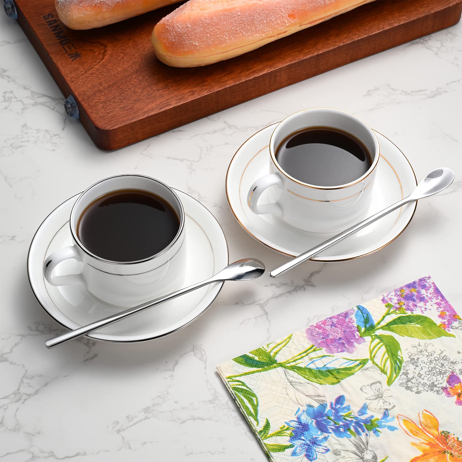 Lot De 8 Cuillères à Café, Cocktail Et Thé En Acier Inoxydable 16 Cm - Cuillères Longues Élégantes