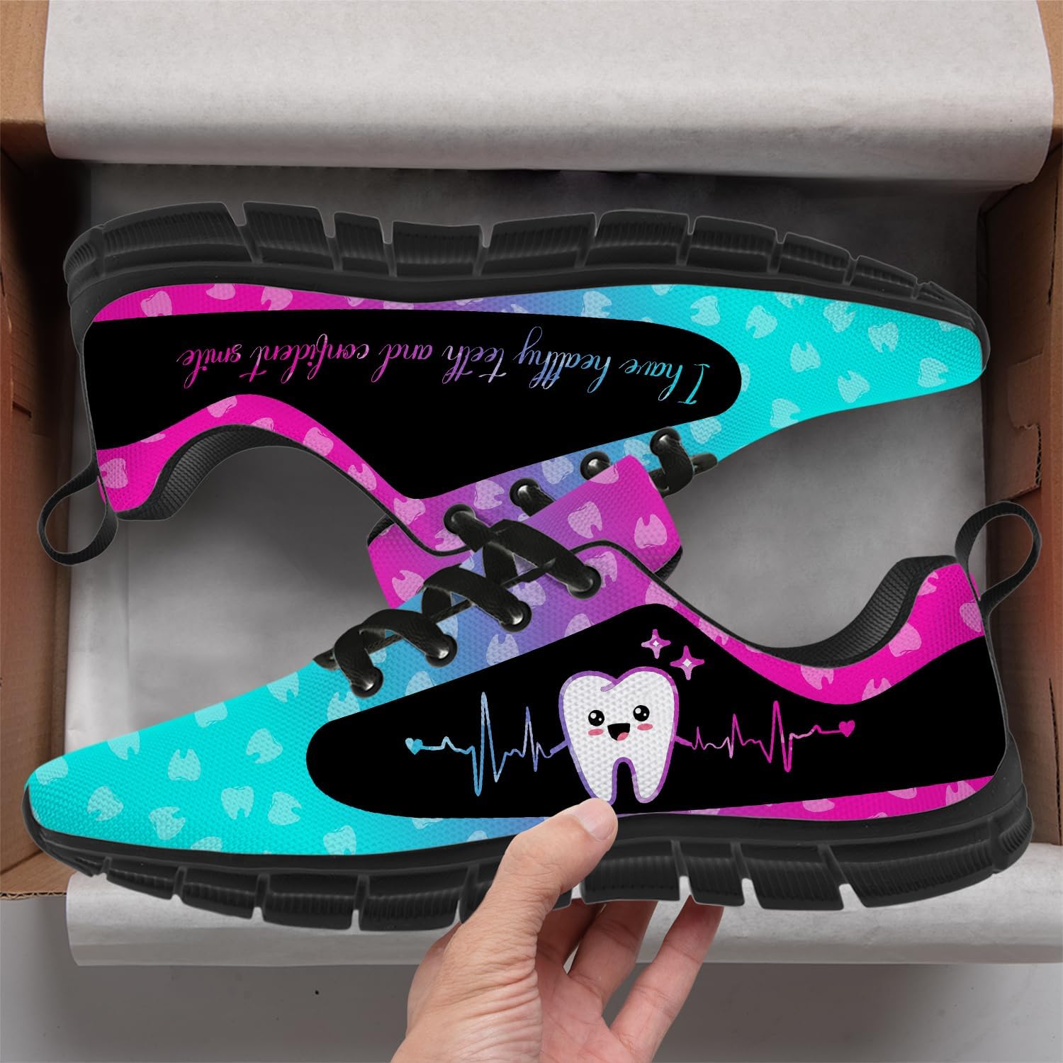 Generic Dental Print Shoes for Women Men Running Shoes Lightweight Sneakers Dentist Gifts for Her Him