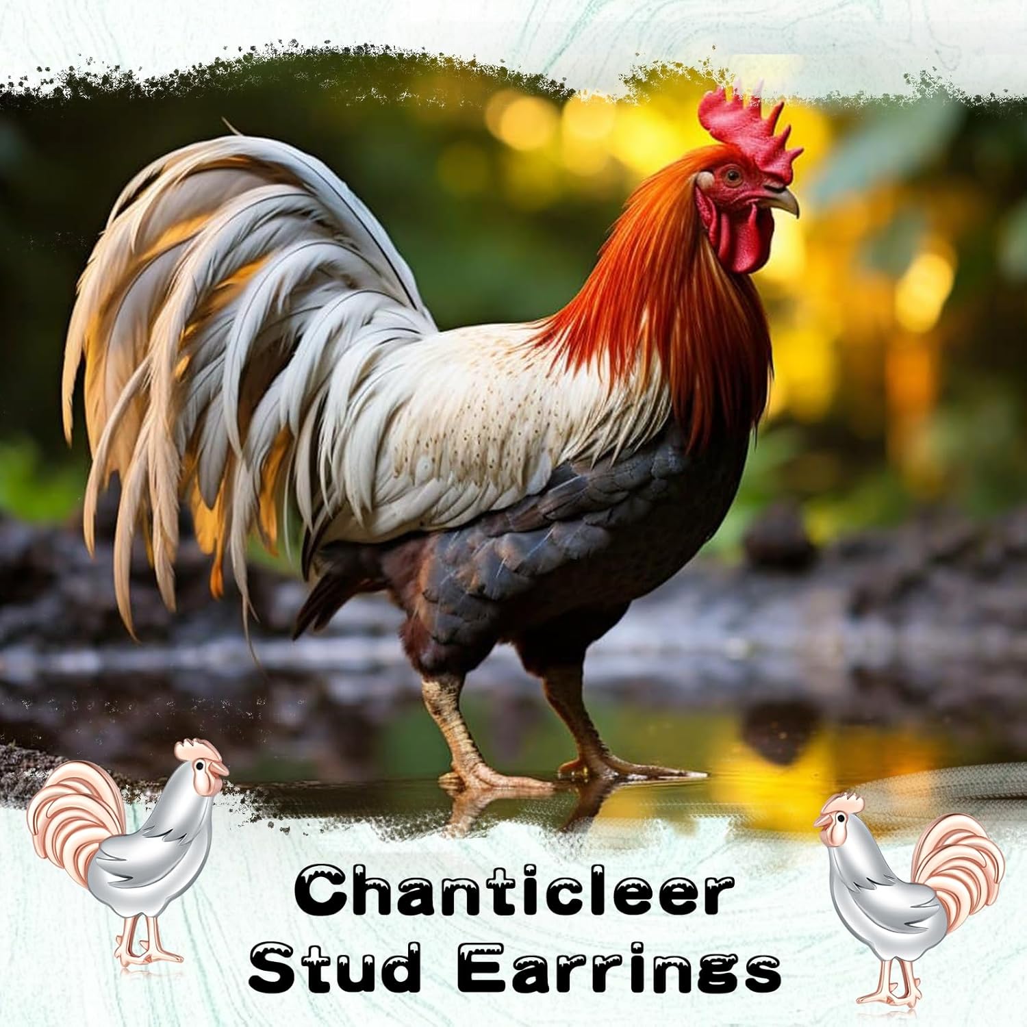 Chicken Stud Earrings for Womens 925 Sterling Silver Hypoallergenic Rooster Chicken Earring Chicken Jewelry Animal Jewelry Gifts for Women