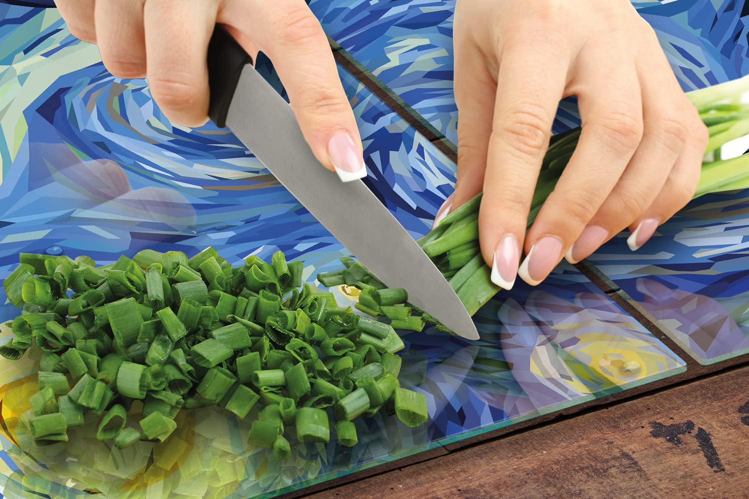 Piastre di copertura per piano cottura in ceranfeld 2 pezzi 100x52 cm | copertura per piano cottura cottura elettrico a induzione | paraschizzi | tagliere in vetro | Pezzo d'arte