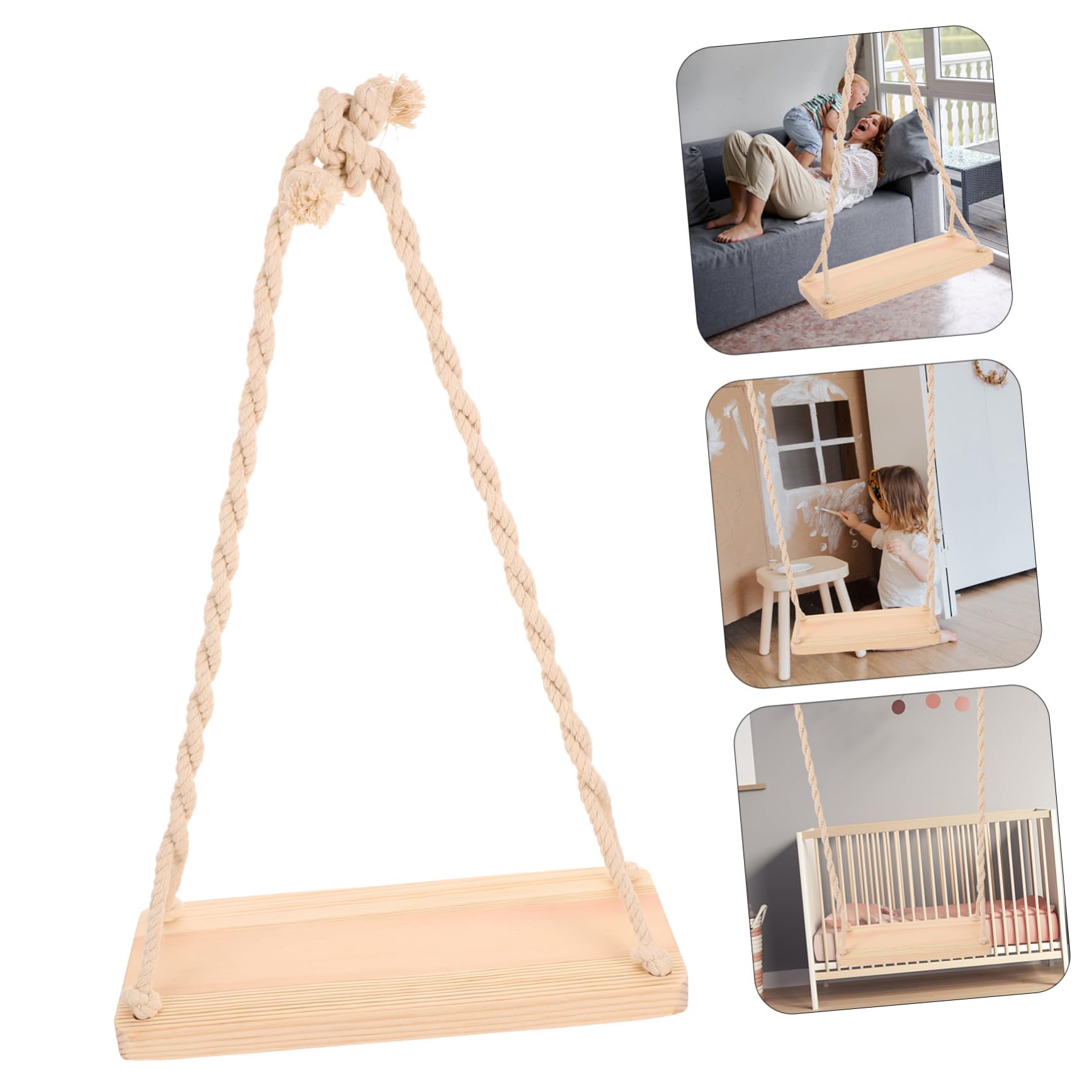 Vaguelly Columpio Asiento Seguro y Resistente Diseño Natural de Madera para Fotografía Adecuado para Decoración del Hogar y Estudio Fotográfico