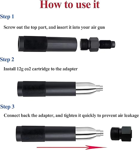 Miniatura 7 de Adaptador de cartuchos de CO2 de 0.42 oz en lugar de cápsula de Co2 de 3.10 oz o 3.17 oz, soporte de cambio rápido de CO2 compatible con Sig Sauer