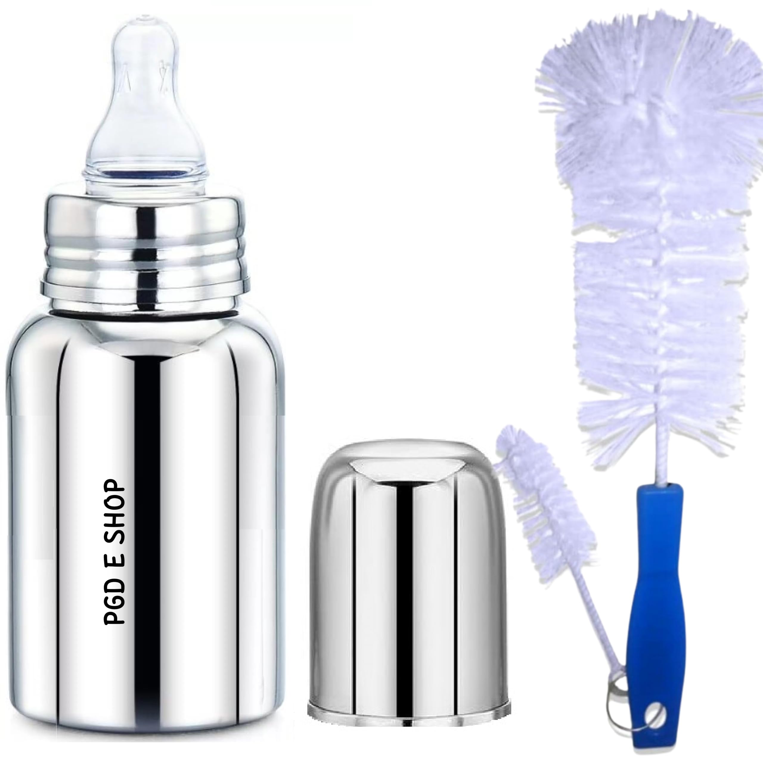 PGD Premium-Grade Regular Design Stainless Steel Baby Feeding Bottle and Cleaning Brush Set for Newborns, Infants, Toddlers, and Kids (150ml Cleaning Brush)-image-21