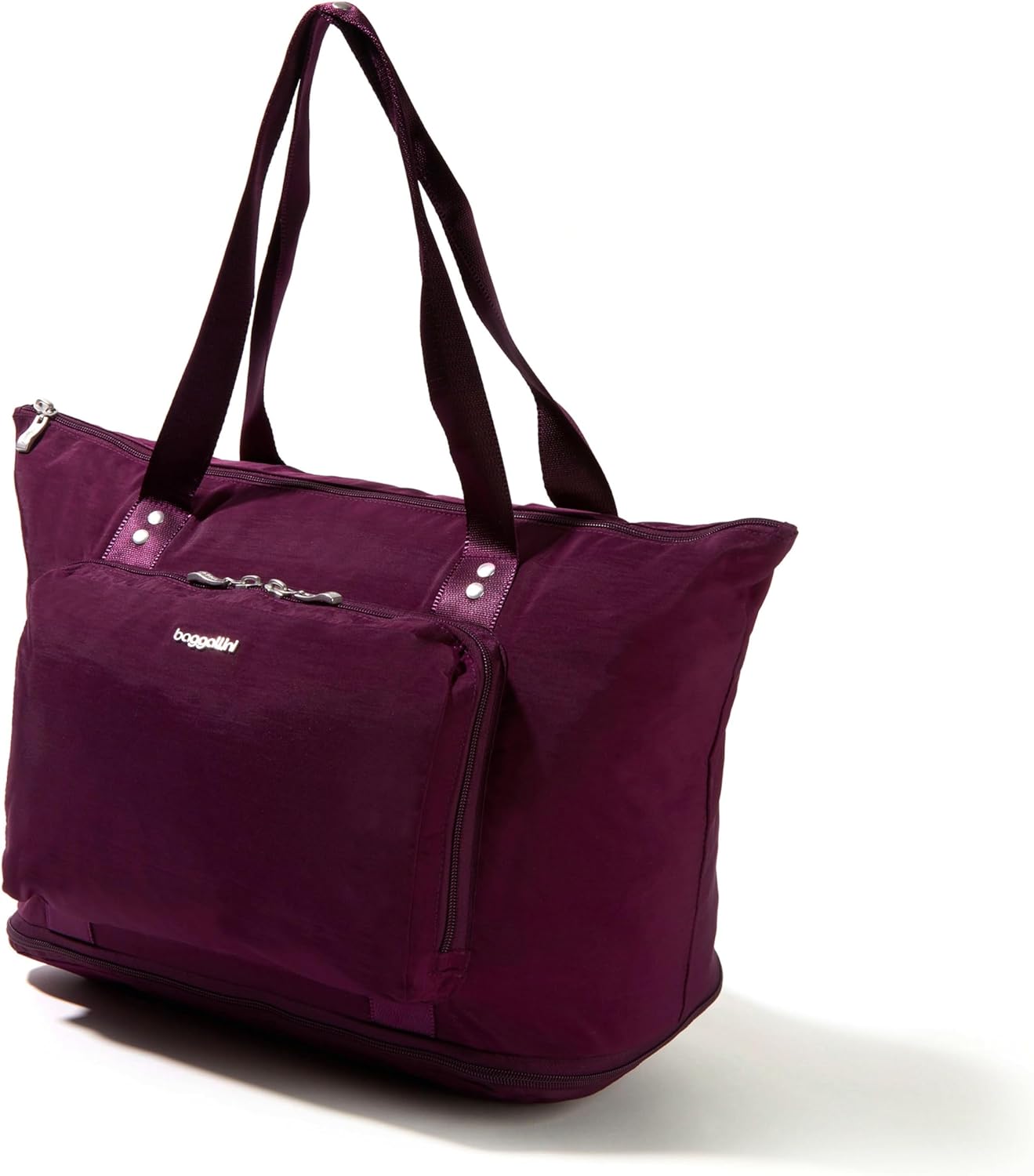 Baggallini Carryall Expandable Lightweight Travel Tote 22" Packable Folding Compact Nylon Washable Weekender w/Luggage Sleeve - Image 8