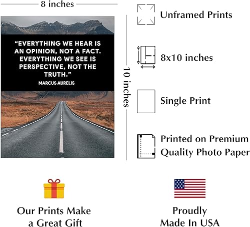 Miniatura 2 de AMERICAN LUXURY GIFTS Everything We See - Motivational Wall Art 8x10 Unframed, Marcus Aurelius Quote with Mountain Landscape, Inspirational