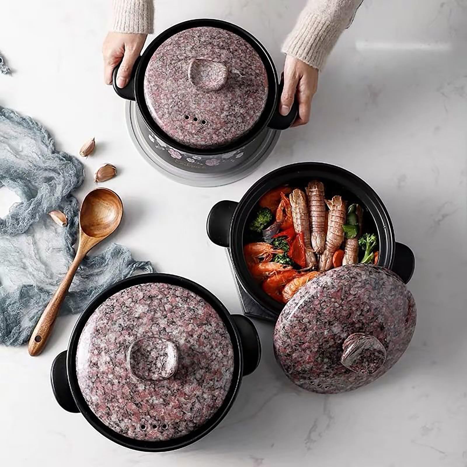 Ceramiczny garnek do duszenia, Ceramiczne naczynia kuchenne z płytą kuchenną(3.6qt)