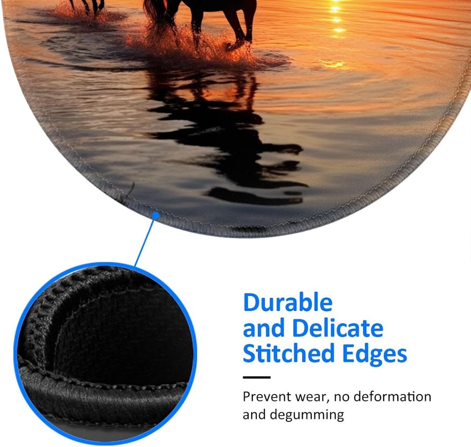 2 PCS 8inch Round Mouse Pad Sunsets Lake Horses Custom Mouse Mat Non-Slip Rubber Base 2 PCS Computer Mouse Pads for Wireless Mouse Laptop Office Desk Accessories Mousepad image 5