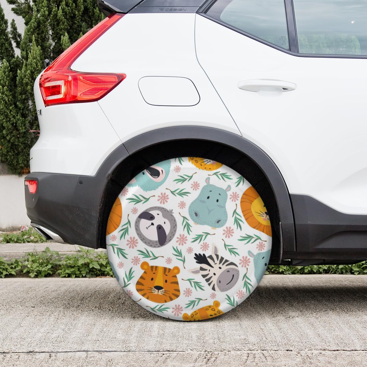 Funny Cartoon Animals Tire Covers Portable Spare Tire Cover Soft Durable Waterproof Dustproof Set of 4 Bags 14 Inches for Car Truck SUV Trailer Camper