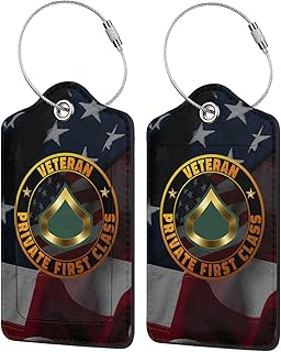 Luggage Tag Us Private First Class Veteran Pu Leather Identifiers Id Tag Bag Suitcase Labels