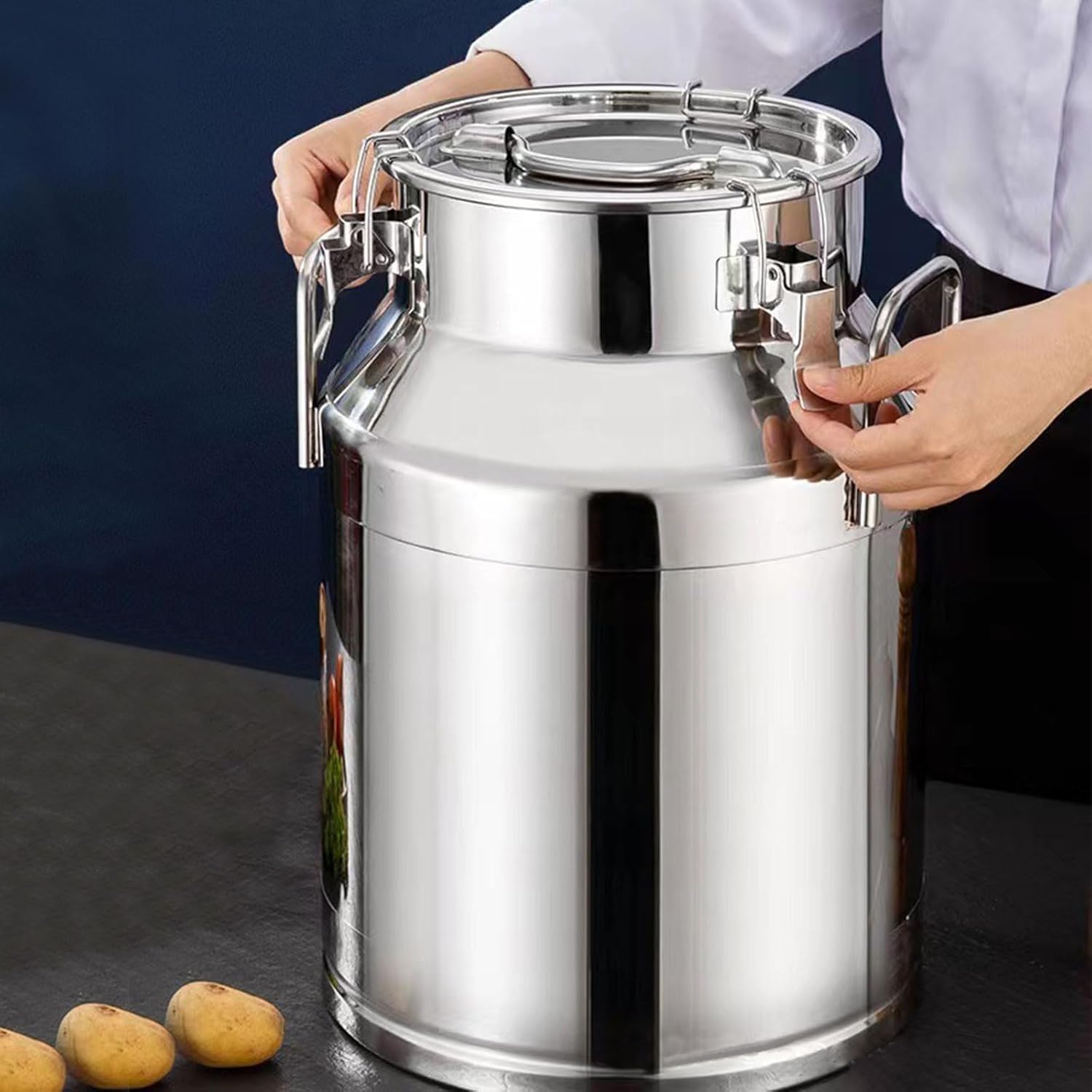 AIZYR Milk Barrel Beer Fermenters Stainless Steel Milk Can, Sealed Tank Oil Barrel Container Storage for Oil Milk Rice Barrel,28L(30 * 40cm)