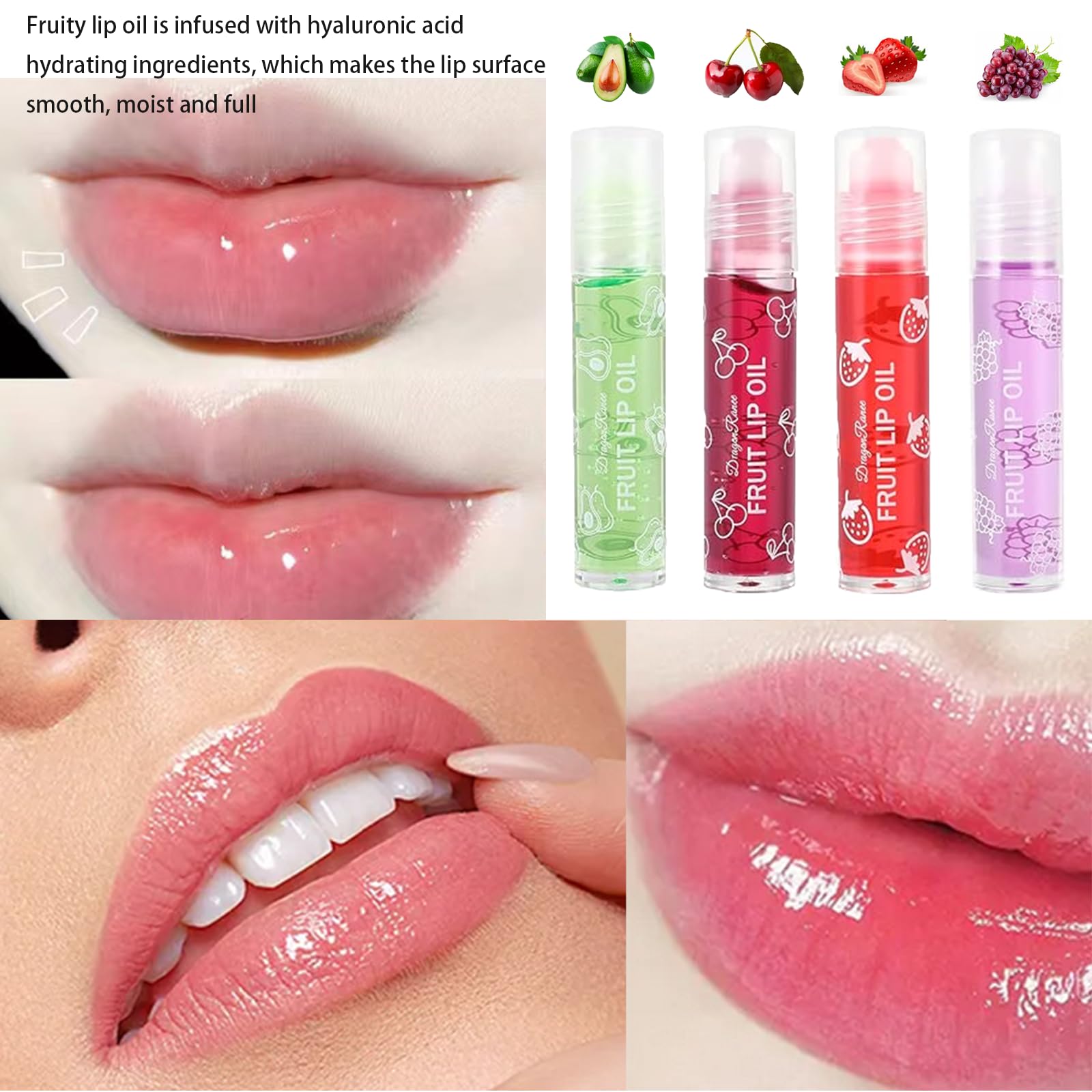 Lip oil set, 4piece set of fresh fruit lip oil lip makeup base