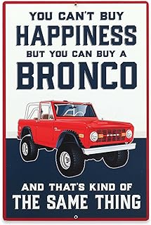 Ford Bronco Happiness Metal Wall Decor - Ford Bronco Wall Art for Garage, Man Cave or Shop