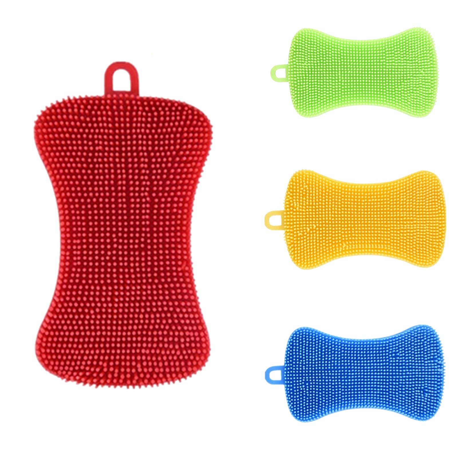 4Pcs Silicone Dish Sponges Multipurpose Kitchen Silicone Sponges Antibacterial Kitchen Scrubbers for Dishes Fruit Vegetable