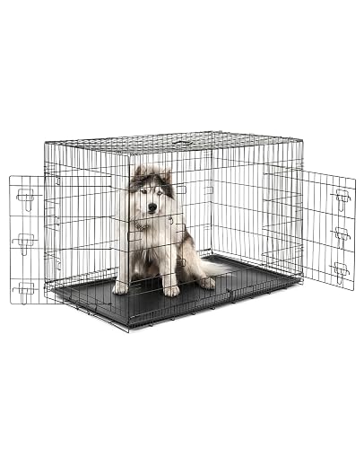 lionto Jaula Transporte Plegable para Perros Caja de Transporte, (3XL) 122x75x81 cm Negro