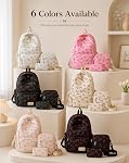 Sac à dos Bow 3 Ensemble de pièces pour les filles, sac à dos scolaire de grande capacité avec paillettes réglables, sac de carnet Coquette mignon