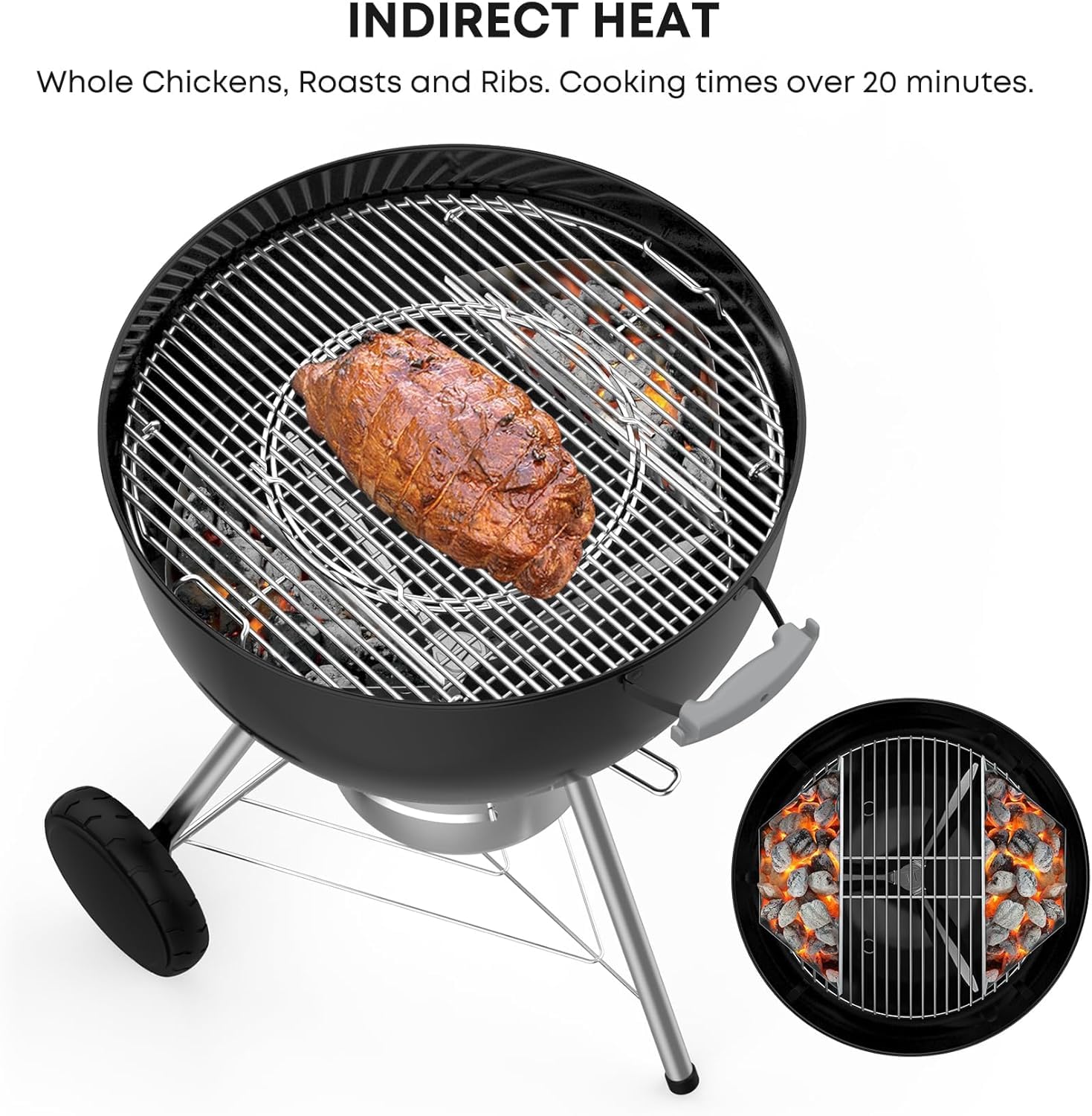 Onlyfire Grand Paniers à Charbon pour Kettle 57-67 cm, Char-Basket Acier Galvanisé pour Barbecue Weber Napoleon 22-26 pouces, 2 pièces