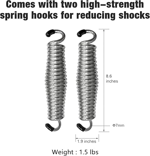 Miniatura 7 de Columpio de madera para porche, asiento ergonómico, columpio de banco con cadenas colgantes y resortes de 0.276 in, resistente, 880 libras, para