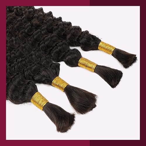 Miniatura 3 de Starlet - Cabello humano micro trenzado a granel profundo de 24 pulgadas, 7.05oz (paquete de 2 unidades, 4 paquetes), cabello humano virgen para