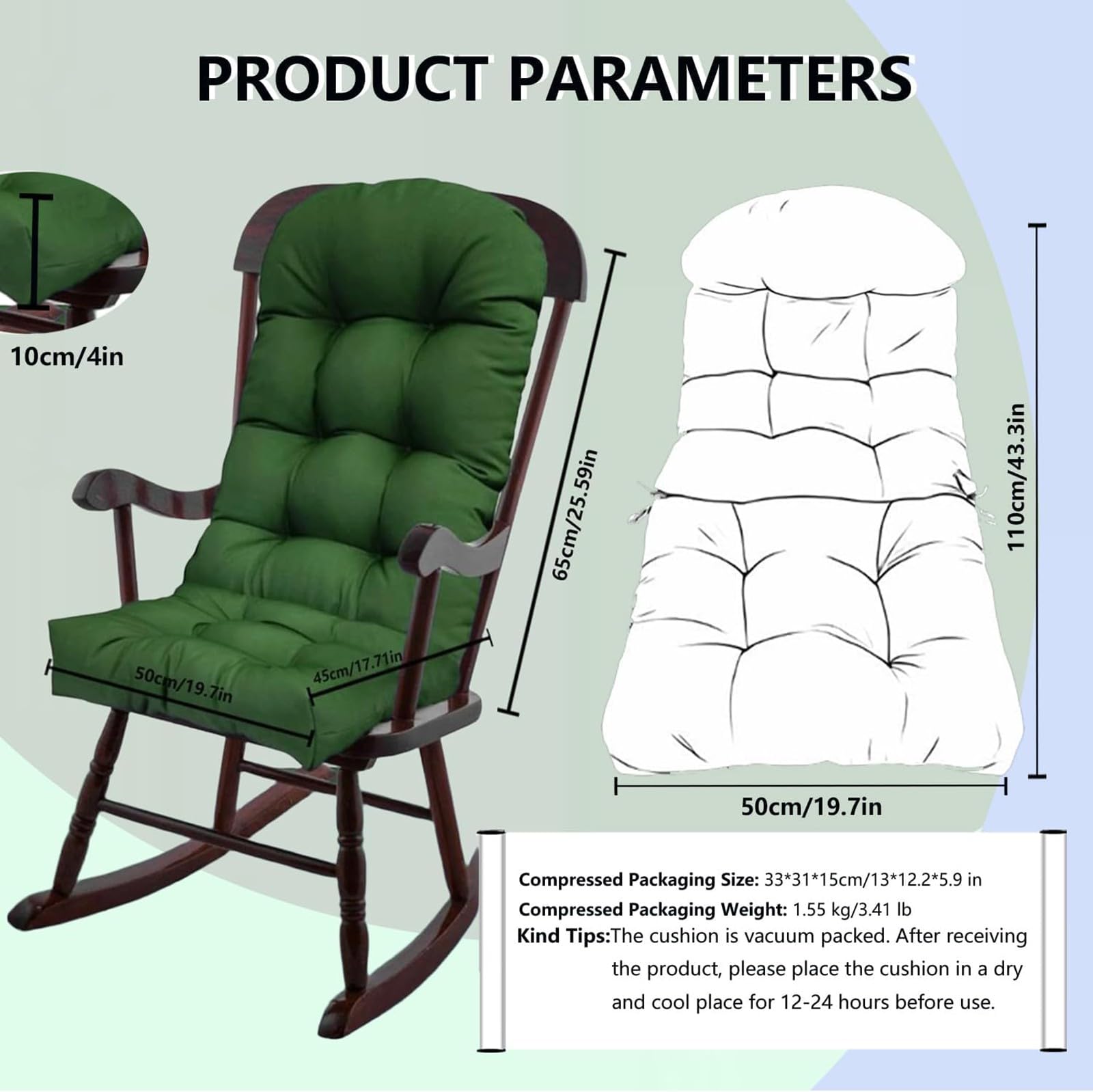 Cojines impermeables para mecedora, elegante almohada para asiento y respaldo para muebles de interior/exterior (estilo 2), cojines cómodos y duraderos para decoración del hogar