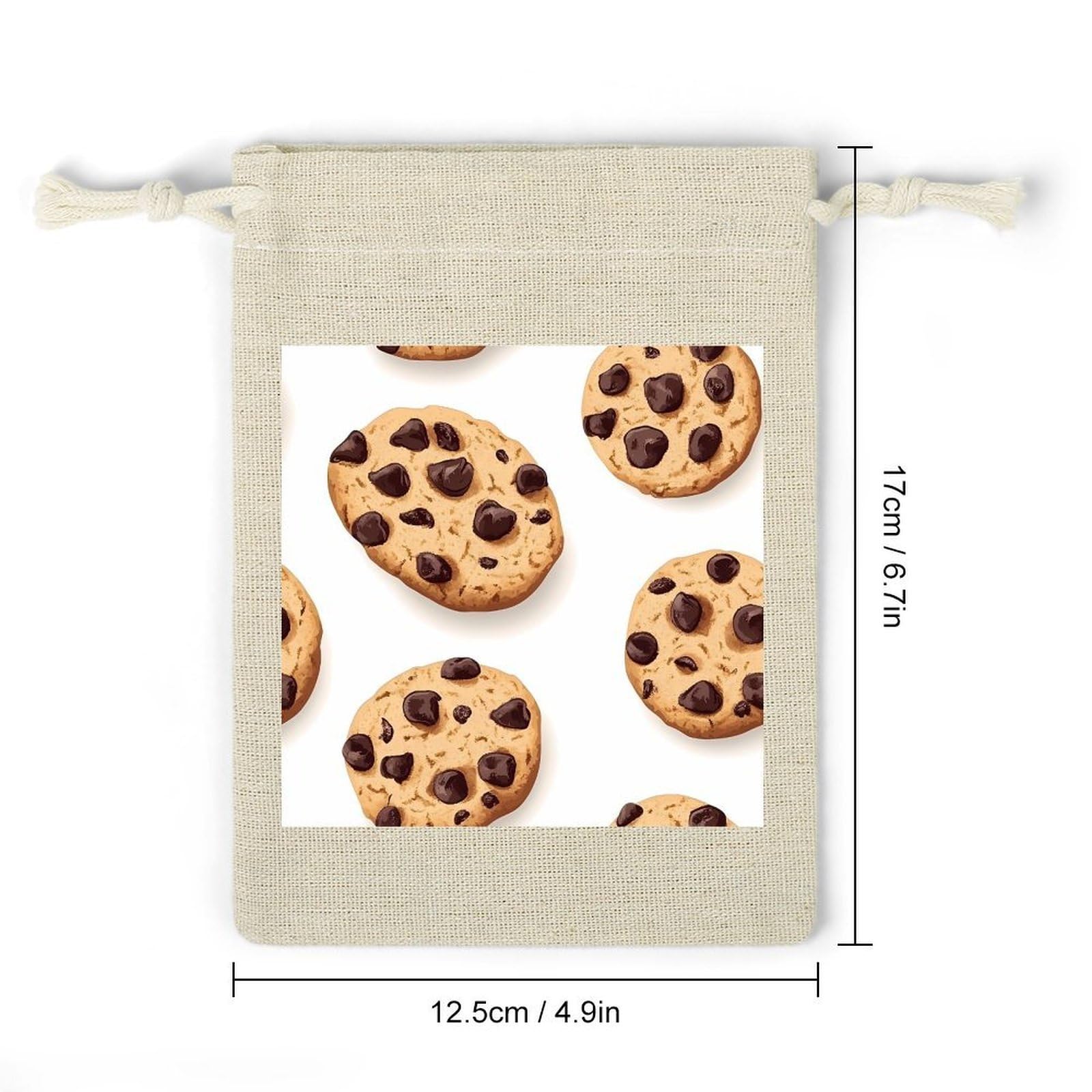 Chocolate Chip Cookies 8 Pack Small Gift Bags Cotton And Linen Drawstring Pockets Sachet Bag for Party Home Supplies
