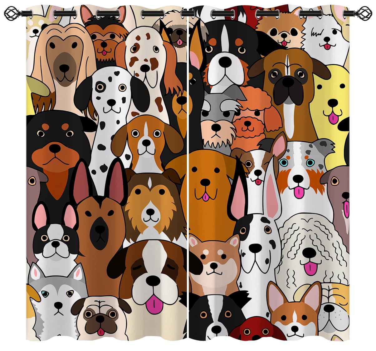 terxgrl Cute Dog Blackout Curtains for Girls Boy Home Decor, Funny Puppy Pet Dog Kids Lovely Animal Grommet Thermal Insulated Drapes Darkening Window