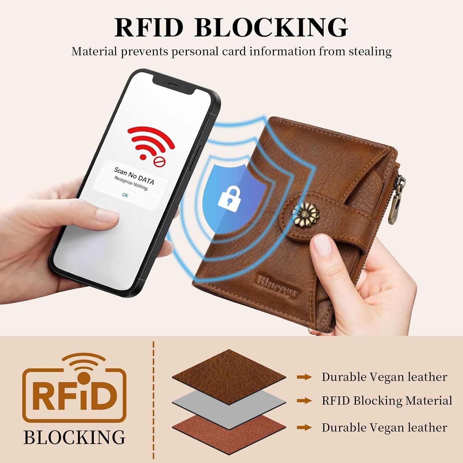 Womens Wallet,RFID Blocking Wallet Women,Soft Leather Bifold Small Wallets For Women Card Holder With Removable ID Window darkbrown - Image 5