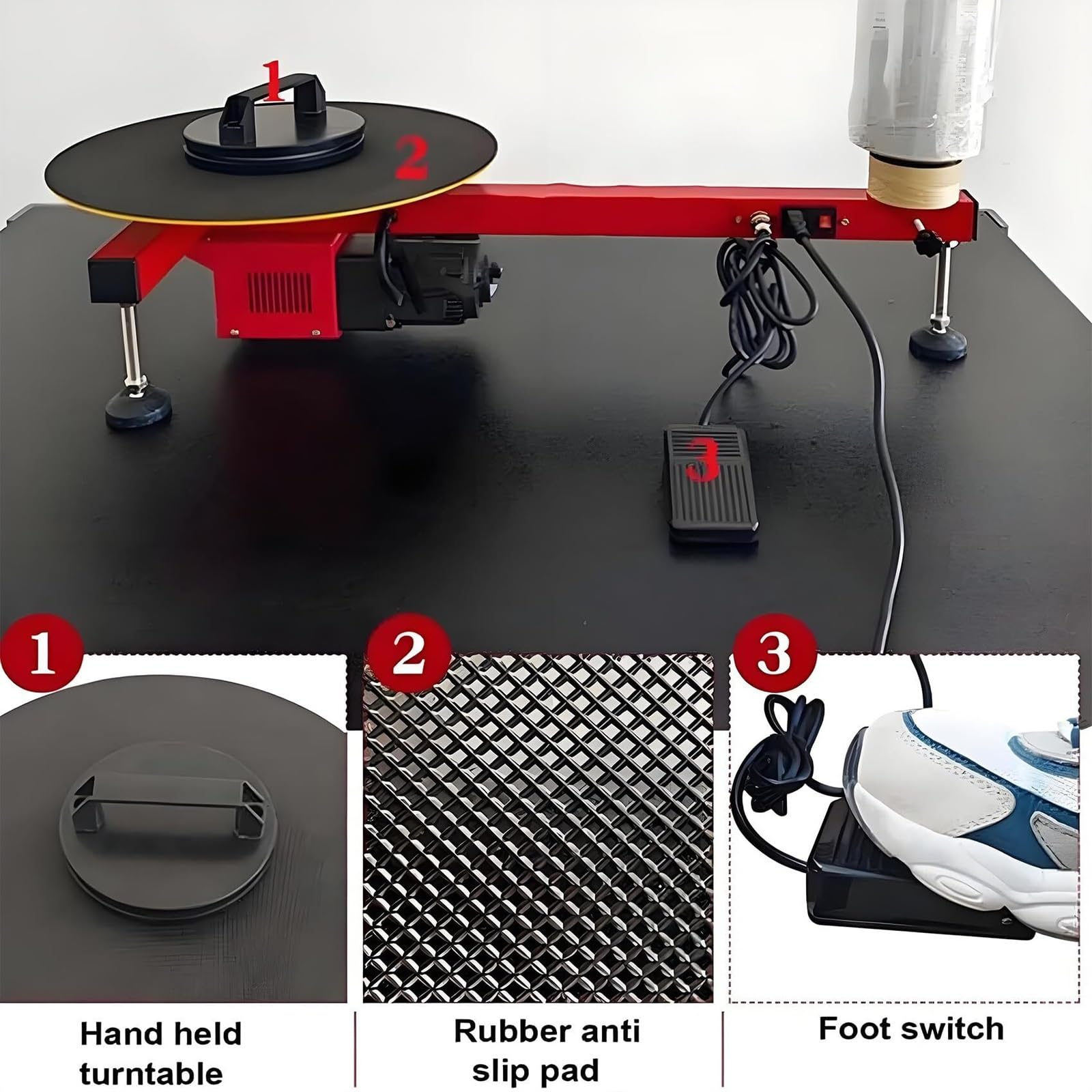 Banderoleuse électrique pour palettes, Distributeur de Film étirable Semi-Automatique avec pédale, Presse à balles enveloppante avec Plateau tournant de 40cm, pour l'emballage, l'expédition