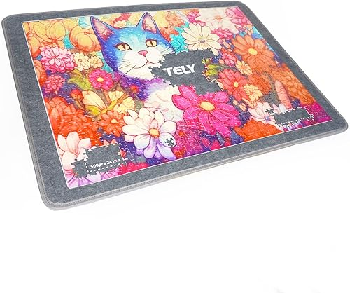 TELY Tablero de rompecabezas de fieltro rígido con inclinación  Superficie antideslizante  Tapete de rompecabezas fácil de mover  Hasta 1000 piezas
