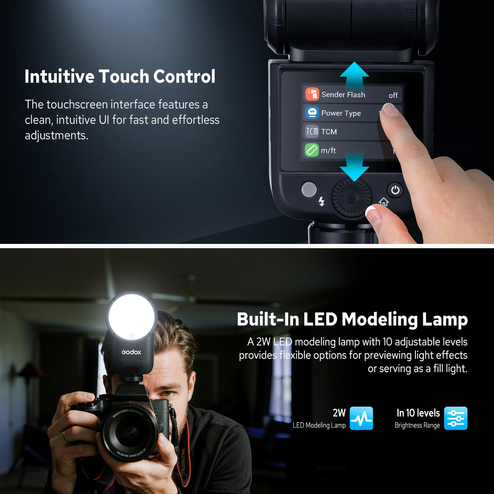 GODOX V1 mid S Flash TTL a Testa Rotonda Wireless 2.4G HSS 1/8000s 2200mAh 650 Flash Supporto Type-C Compatibile Sony