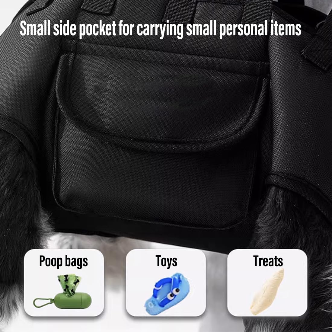 Small Dog Whole Body Lift Harness Pet Backpack, Cute Cat Walking Sling Dog Lift Harness, Dog Bag Breathable for Senior Mobility, Cars Hiking Outdoor (Black Single-Shoulder, L)