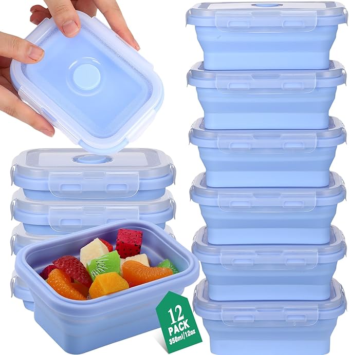 Layhit 12 Pcs Silicone Collapsible Food Storage Containers