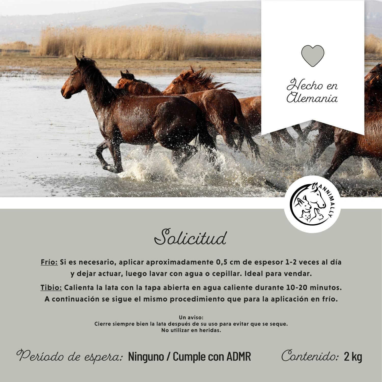 Annimally Arcilla para Caballos 2kg - Pasta de Arcilla para Caballos con valiosos extractos de Hierbas para la relajación y Calma de los músculos.