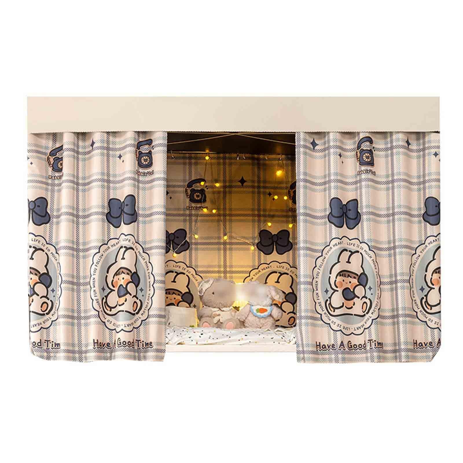 HAJHI Thicken Blackou Bunk Bed Tent Dormitories Bunk Bed Curtains for Bottom Top Polyester 3 Doors Loft Bed Curtains Mosquito-Proof(3*curtains+canopy,1.5M,A)