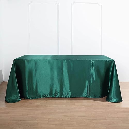 Miniatura 6 de Efavormart - Mantel rectangular de satén para banquetes y fiestas, 90 x 132 pulgadas, color verde esmeralda