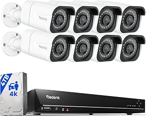 Reolink 4K Überwachungskamera Set, Videoüberwachung mit 8X 8MP PoE IP Kamera und 16CH 4TB HDD NVR, Personenerkennung und Fahrzeugerkennung, IP66, 30M IR Nachtsicht für Aussen, Innen, RLK16-800B8
