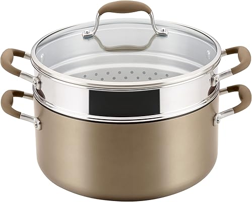 Anolon Advanced Home - Utensilios de cocina antiadherentes anodizados (olla de 8.5 cuartos de galón de ancho, bronce)