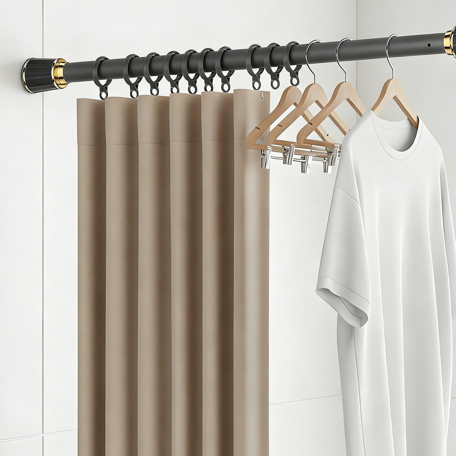 Regulowany teleskopowy drążek prysznicowy – bez wiercenia, rozszerzalny drążek działowy i karnisz do drzwi, łatwy montaż, szary (260 cm-350 cm) - wszechstronne rozwiązanie do dekoracji domu