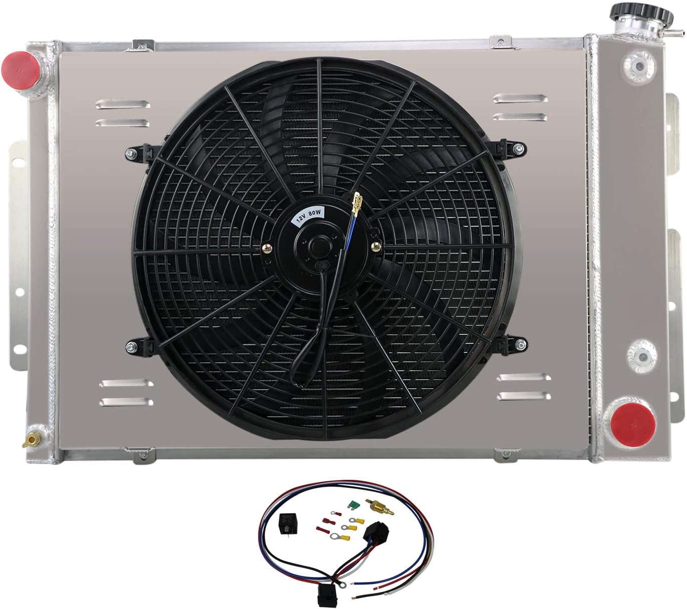 4 Row Radiators Shroud Fan For 1967-1969 68 Chevy Camaro Big Block Pontiac Firebird V8 23" Core 1968 All Aluminum Radiators 67 69