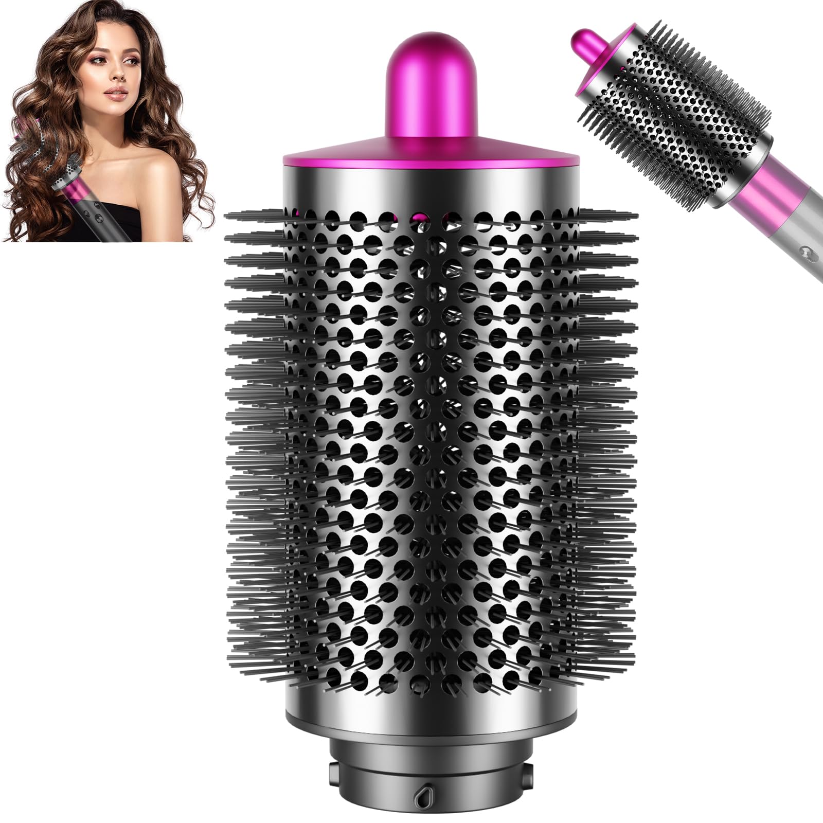 AFDD Large Round Volumizing Brush and Smoothing Dryer Nozzle for Dyson Airwrap Styler, Large Round Brush Attachment& Dryer Flyaway Smoother Attachment