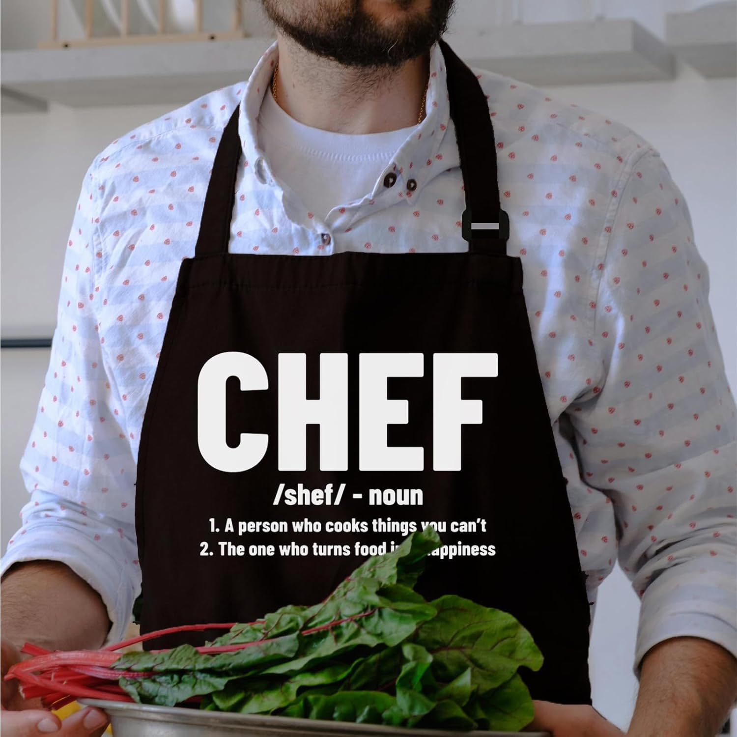 Chef Aprons for Men Women with Pockets, Kitchen Apron for Cooking Grilling Gifts for Dad Mom Birthday Christmas - Image 3