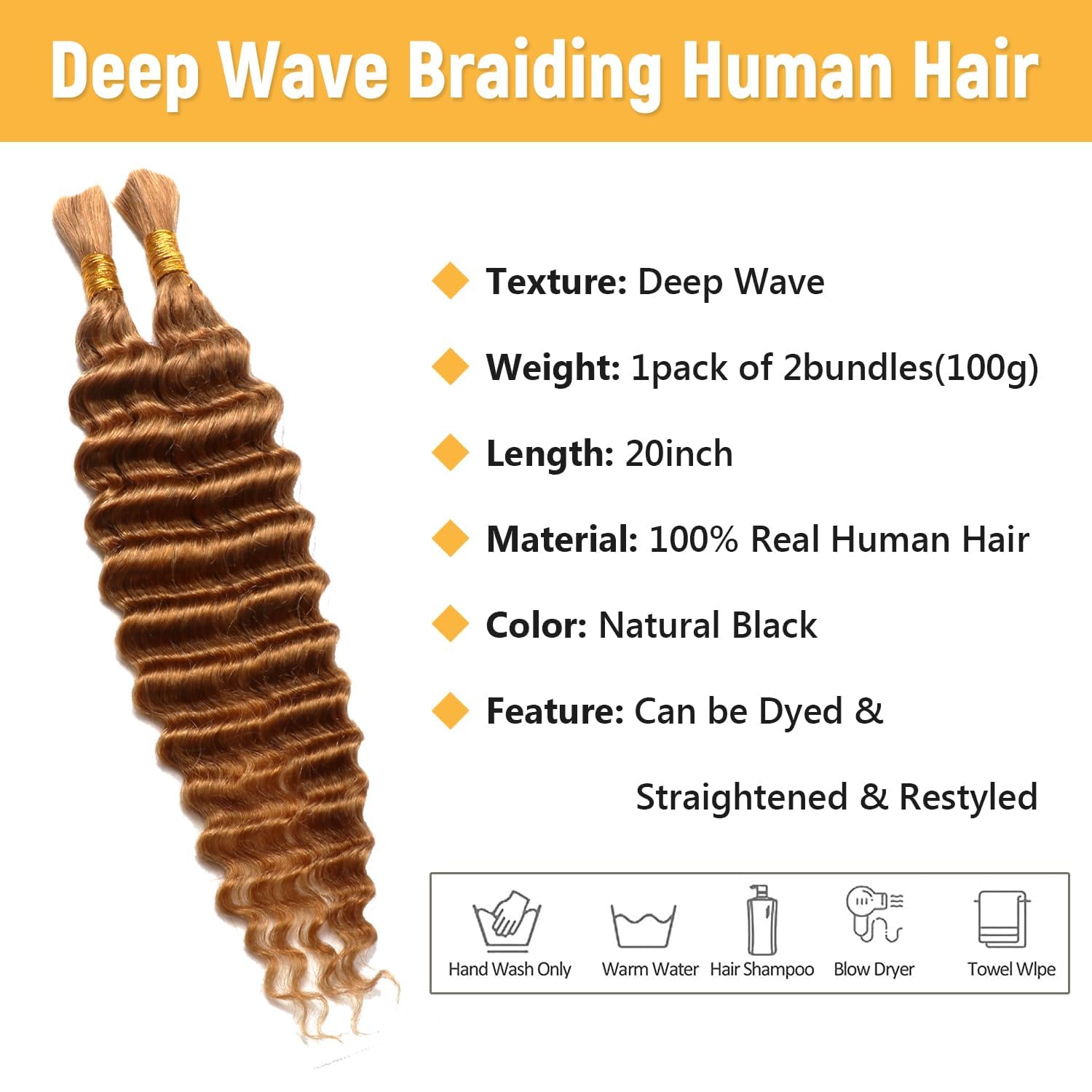 Hair for Boho Braids (Deep Wave 27#, 20Inch 100g(50gx2Bundles)) - Image 3