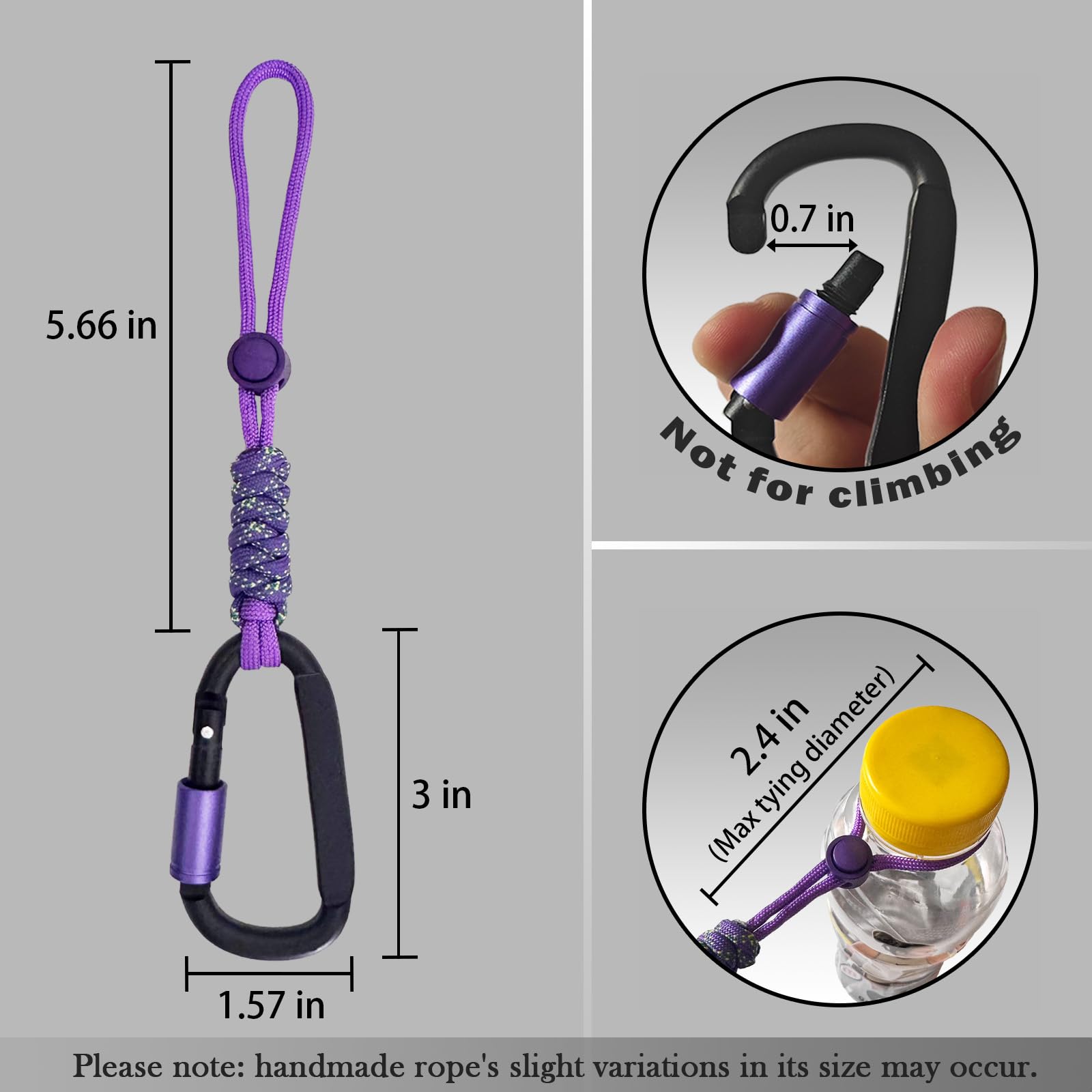 Paracord Schlüsselanhänger Karabiner Clip - D-Ring Lanyard Haken für Wasserflasche, Schlüssel, Rucksäcke und mehr