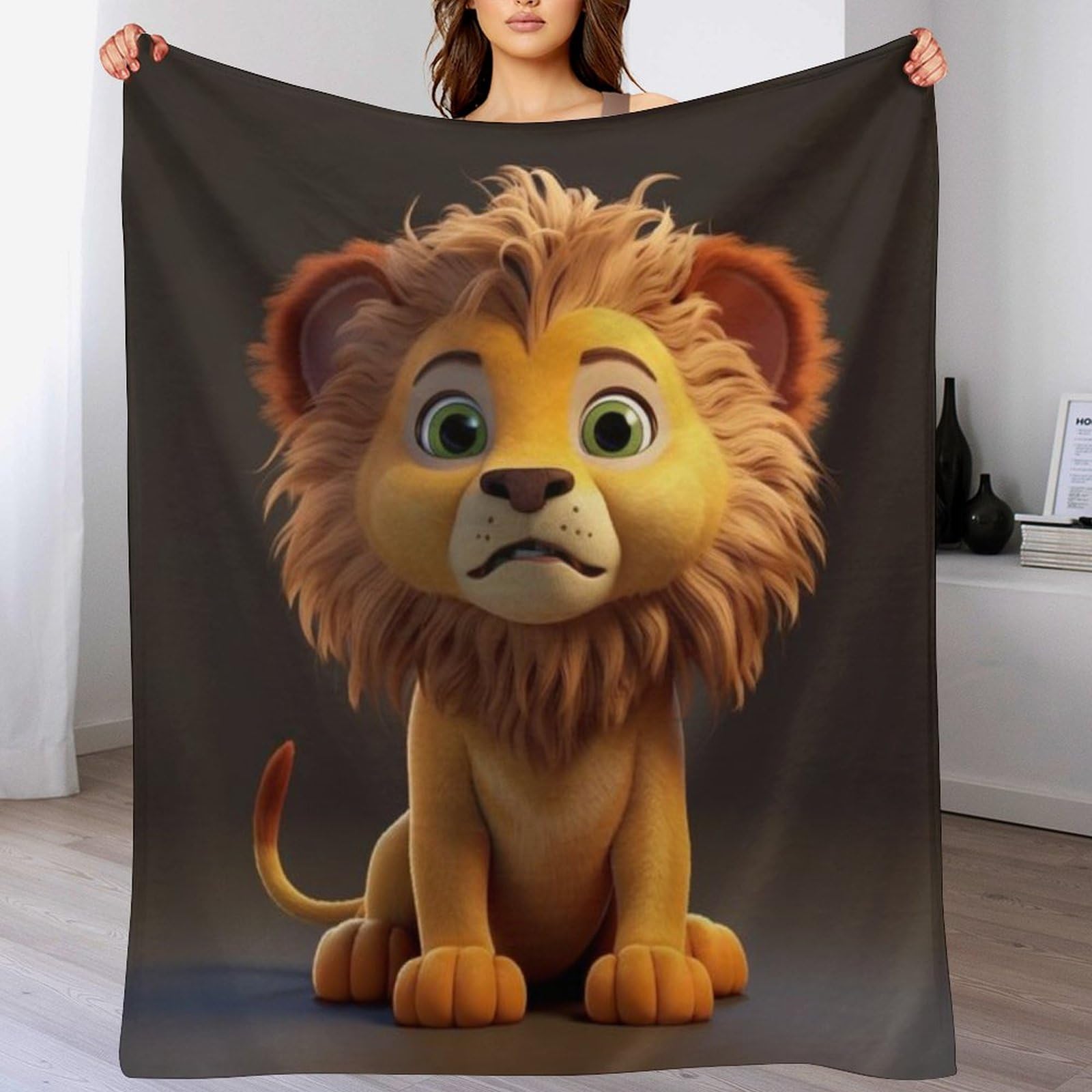 Couverture lion plaid douillet pour soirées cocooning sur le canapé
