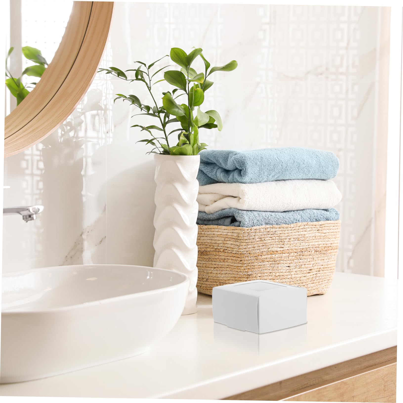 50 Pezzi Scatole di 7.5x7.5x4cm con Finestra Trasparente Scatole Quadrate e Accessori Confezione Elegante
